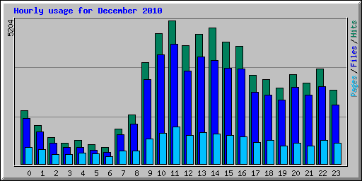 Hourly usage for December 2010