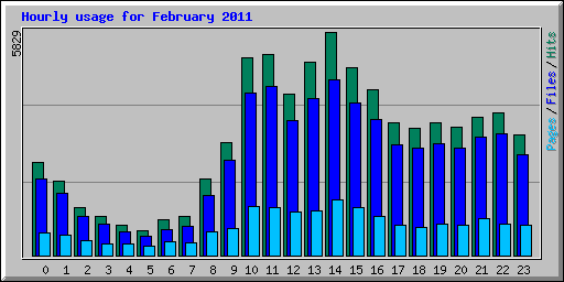 Hourly usage for February 2011