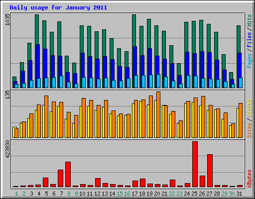 Daily usage for January 2011