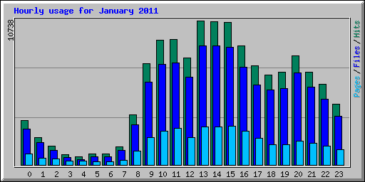 Hourly usage for January 2011