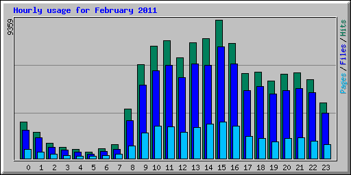 Hourly usage for February 2011